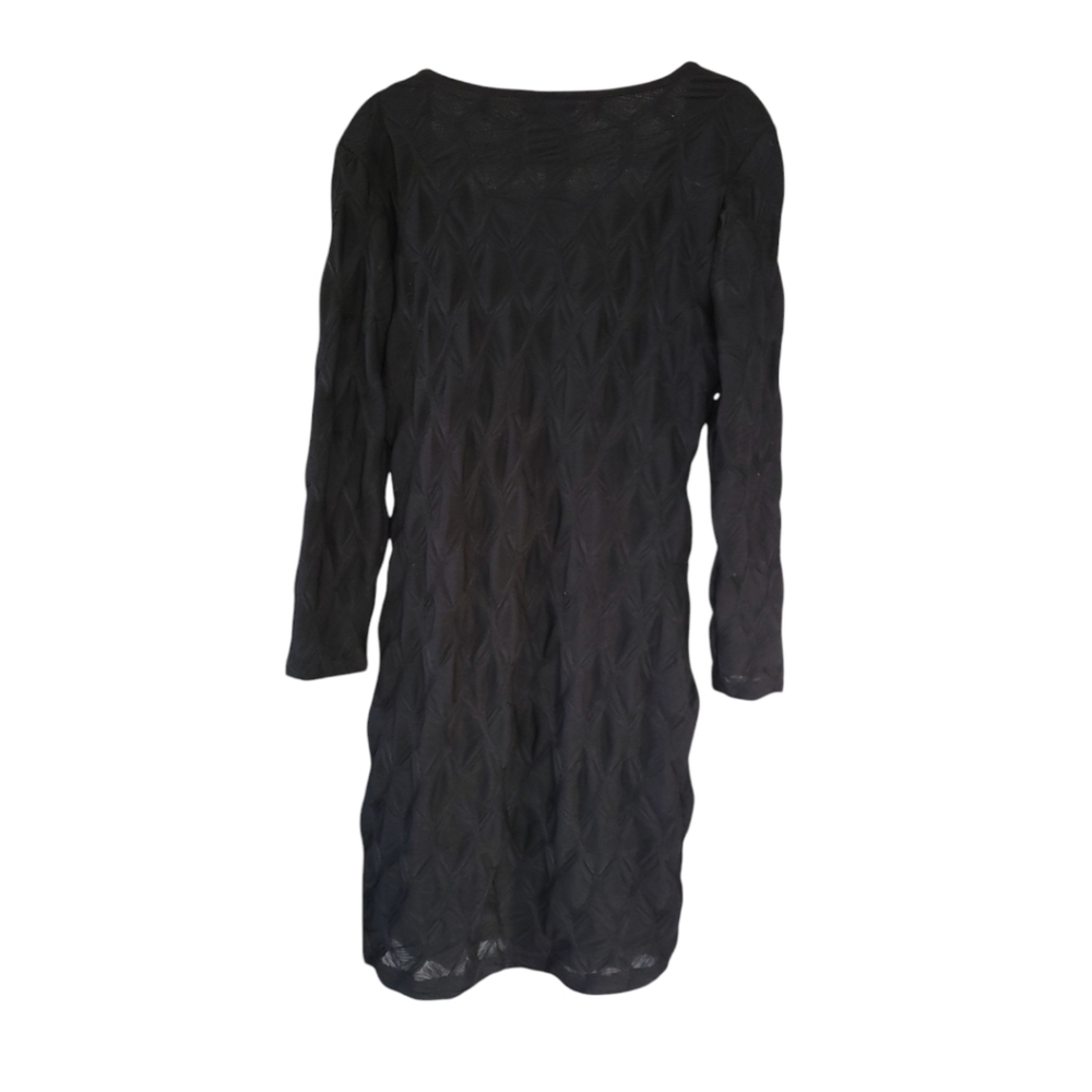 B Darlin Black Chevron Textured Long Sleeve Bodycon Mini Dress L Indie Sleaze - Picture 4 of 12